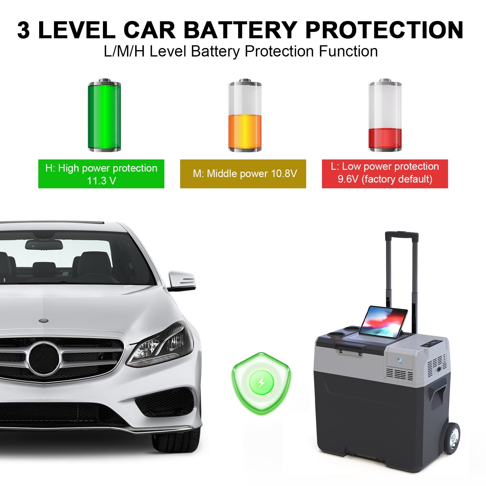 32Qt Portable Refrigerator Car Freezer with 6" off-Road Wheels, 12V,45W Cooler Freezer,Low Noice