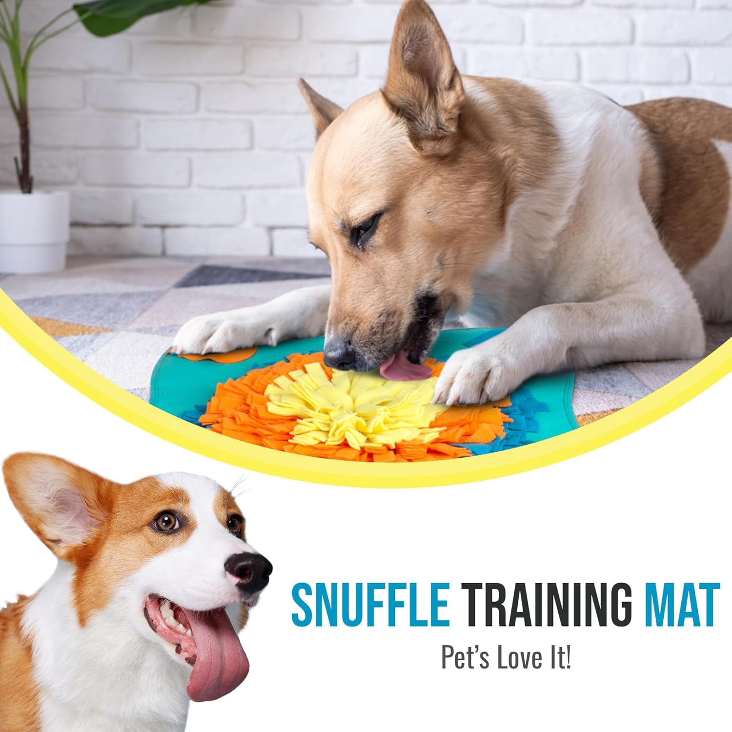 30" Dog Snuffle Mat - Interactive Dog Puzzle Toys for Enrichment - Large Slow Feeder Foraging Mat for Brain Games & Nosework Training - Washable Pet Sniff Mat with Easy to Carry Handle