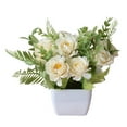 thumbnail image 2 of PENGXIANG European Style Tea Rose Artificial Flower Pot Bonsai Garden Table Room Decor, 2 of 10