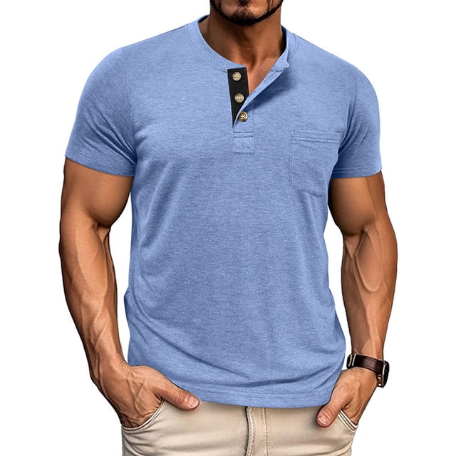 pstuiky Camisas de vestir de manga corta para hombre, Camiseta deportiva informal de manga corta, transpirable, fina, de color liso, de verano para hombre camisas casuales para hombre m