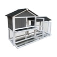 thumbnail image 6 of Ashion 2-Story Rabbit Hutch Wood Bunny Hutch Cage Small Animal House with Ramp No Leak Tray Weatherproof Roof for Outdoor & Indoor, 6 of 8