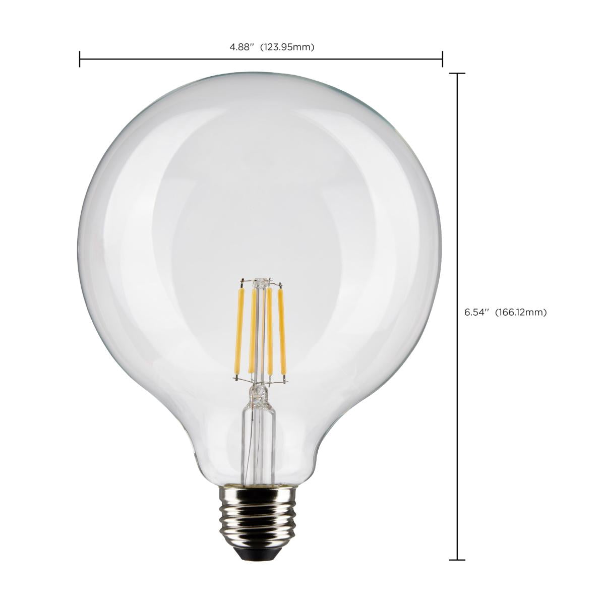 Satco S21253 G40 Globe LED Light Bulbs 6W 120V 3000K 90CRI E26 Medium Base Dimmable (6 Pack)