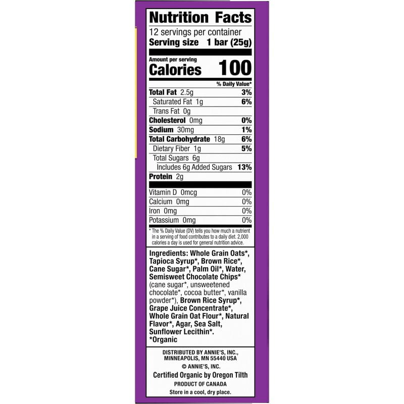 (Pack Of 6) Annie's Homegrown Bar Granola Chewy Chocolate Chip 10.68 Oz