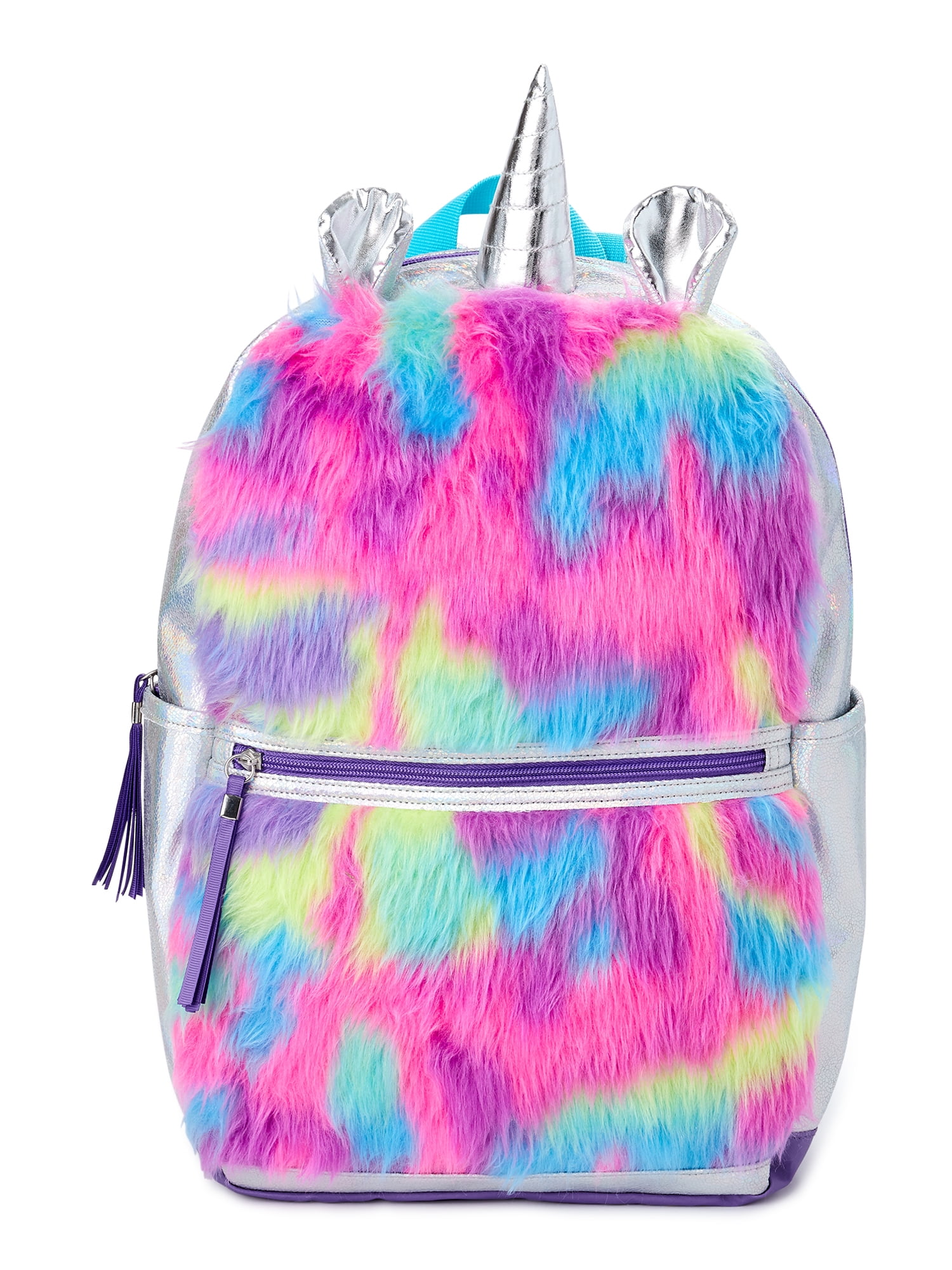 Unicorn Backpack w/detachable Lunch Bag 3D Horn & Ears Aqua/Pink 