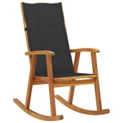 Angle View: Rocking Chair with Cushions Solid Acacia Wood