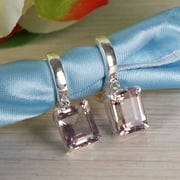 GEMHUB Multi Color Ametrine 925 Sterling Silver Earrings, Emerald Cut Gems Earrings in 5.79 Gram for Women
