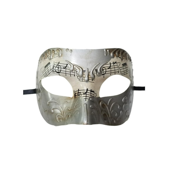 Silver Music Venetian Men's Mardi Gras Masquerade Mask