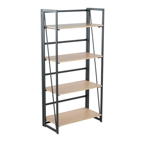 TK Contemporary Bookcase in Black Painted Metal and Natural Wood