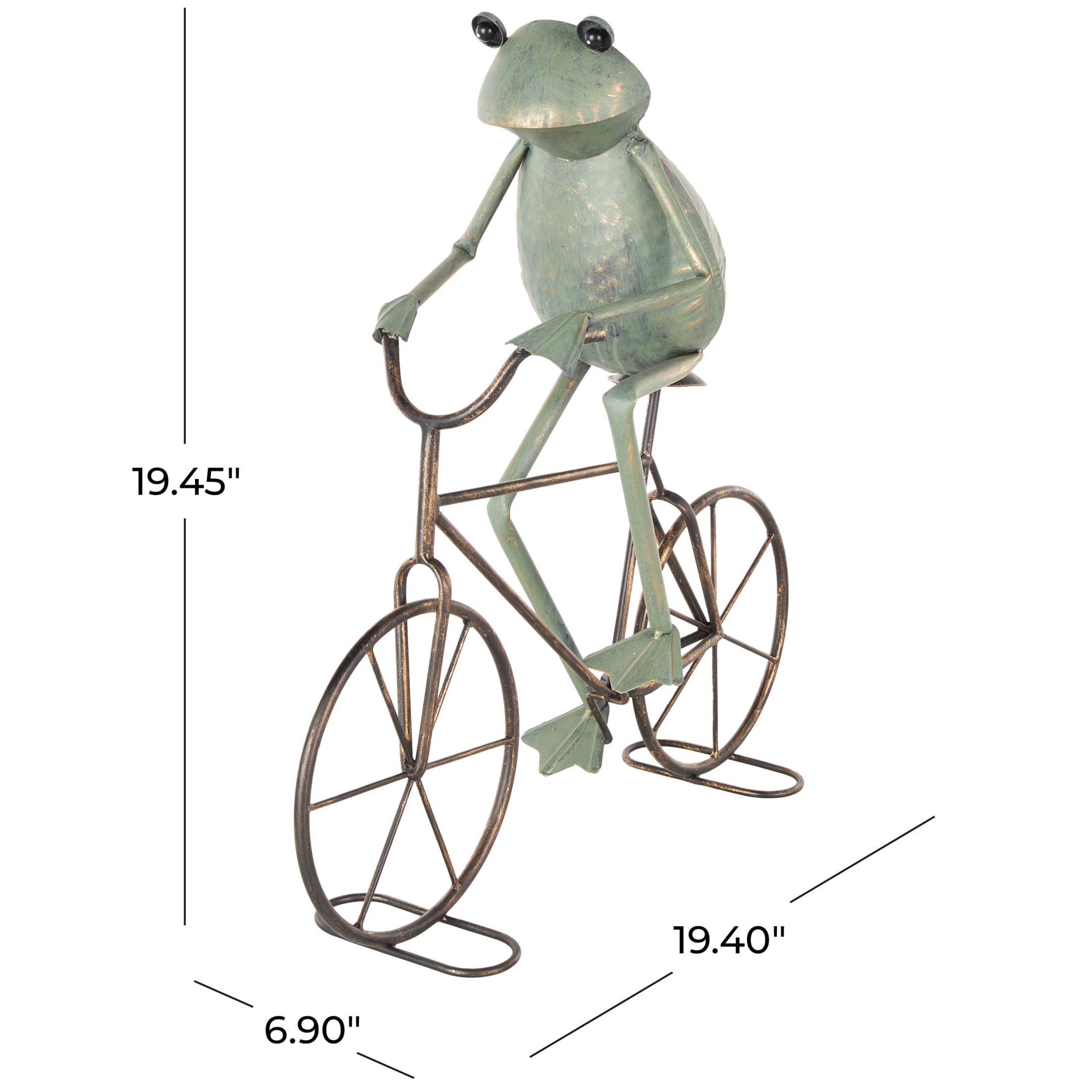 DecMode 19" On Bicycle Frog Garden Sculpture with Gold Accents