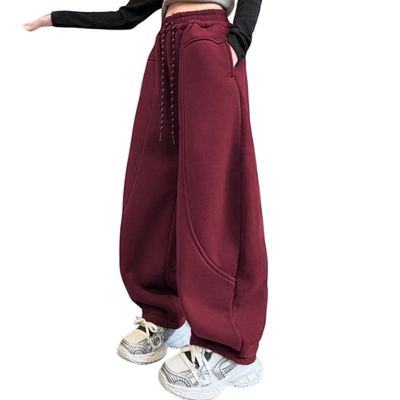 XIMIN Girls Wide Leg Baggy Sweatpants Dance Streetwears Loose Fit Athletic Pants Casual Elastic Waisted Lightweight Casual Fashion Active Trousers
