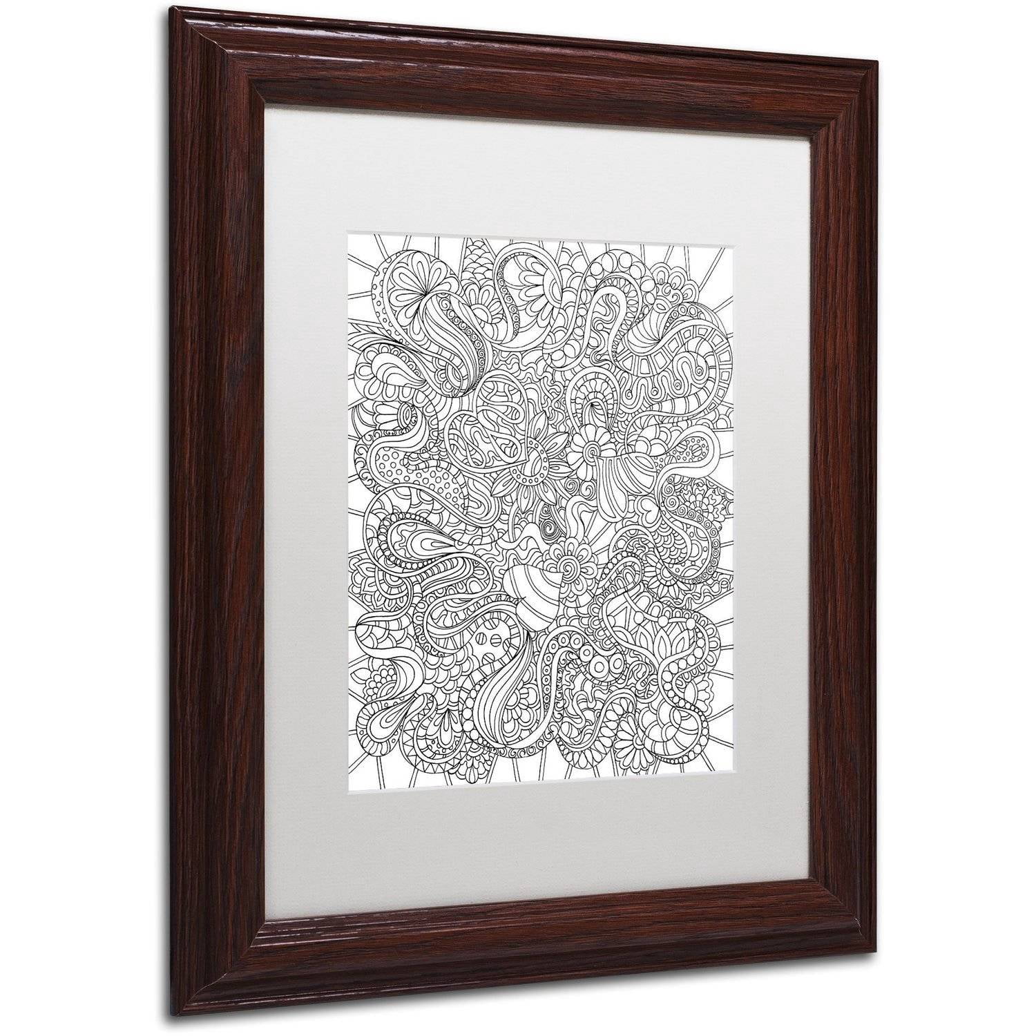 Trademark Fine Art "Mixed Coloring Book 44" Canvas Art by Kathy G. Ahrens, White Matte, Wood Frame