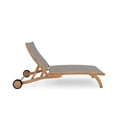 thumbnail image 4 of Perrin Teak Outdoor Reclining Chaise Lounger in Taupe with Wheels, 4 of 6