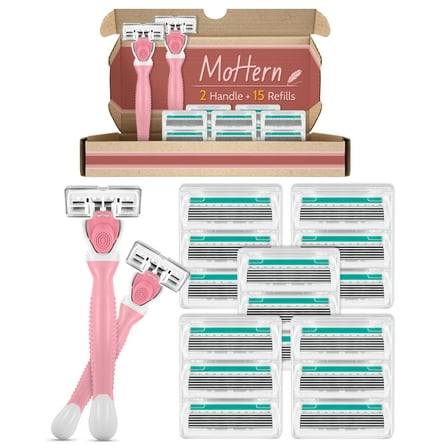 Razors for Women Sensitive Skin with 15 Blade Refills, 6 Blades Women’s razors for Shaving Including 2 Travel Razors for Women with 15 Blade Refills,