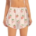 thumbnail image 2 of Xecao's Strawberries for a double-layer running short for women, perfect for gym, tennis, and more, featuring a convenient pocket., 2 of 9