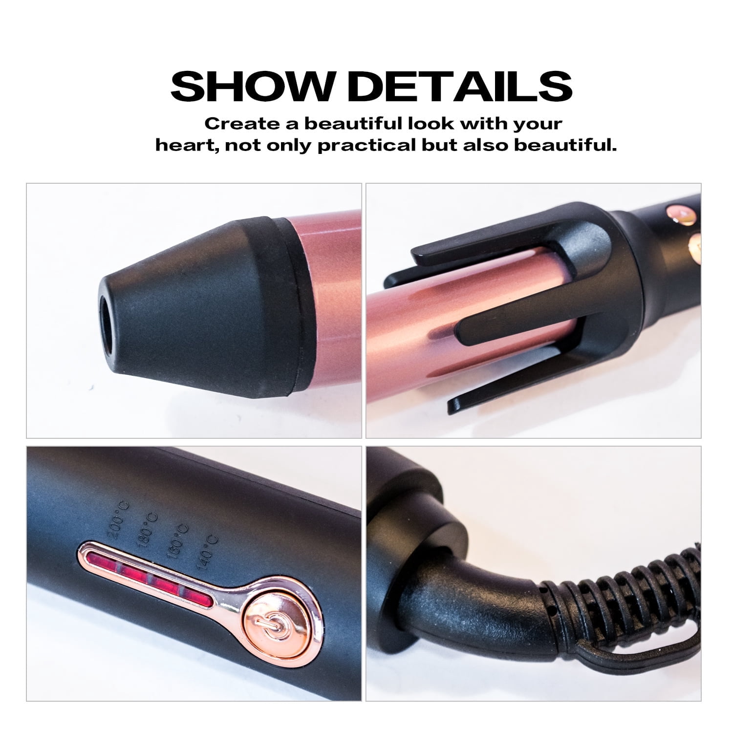 Fully automatic anti-scalding, drying and wet dual-purpose curling appliance ceramic black inner buckle large wave spiral electric hair rod curling rod