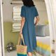 thumbnail image 4 of Moda mujer verano Casual cuello en V sólido manga corta botón bolsillo algodón vestido de lino Fridja  bnh4247, 4 of 9