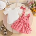 thumbnail image 4 of Rhuody Ensembles pour Filles Manches Courtes Col Rond Barboteuse Côtelée pour Bébé Justaucorps Nœud Papillon Jupes à Bretelles Ensembles Vêtements Rétro 12-18 Mois Rouge Melon D\'eau, 4 of 5