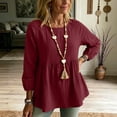 thumbnail image 6 of BUIGTTKLOP Womens Babydoll Tops V Neck Peplum Blouse Smocked Loose Fitted Tunic Top Puff Sleeve Dressy Tee Shirts, 6 of 8