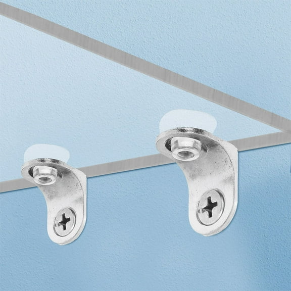 FRCOLOR 1 Set Glass Support Fixing Bracket With Suction Cup Base Alloy Rounded Corners Glass Shelf Bracket Wall Mounted Glass Support Pegs Corner Brace Board Holder For Wardrobe Shelf And Cabinet