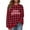 Red, variant on Nmnitkp Womens Tops Christmas Vintage Plaid Printed Letter Printing Round-neck Casual Sporty Long-sleeved Fleece Sweatshirt Tops Red,L
