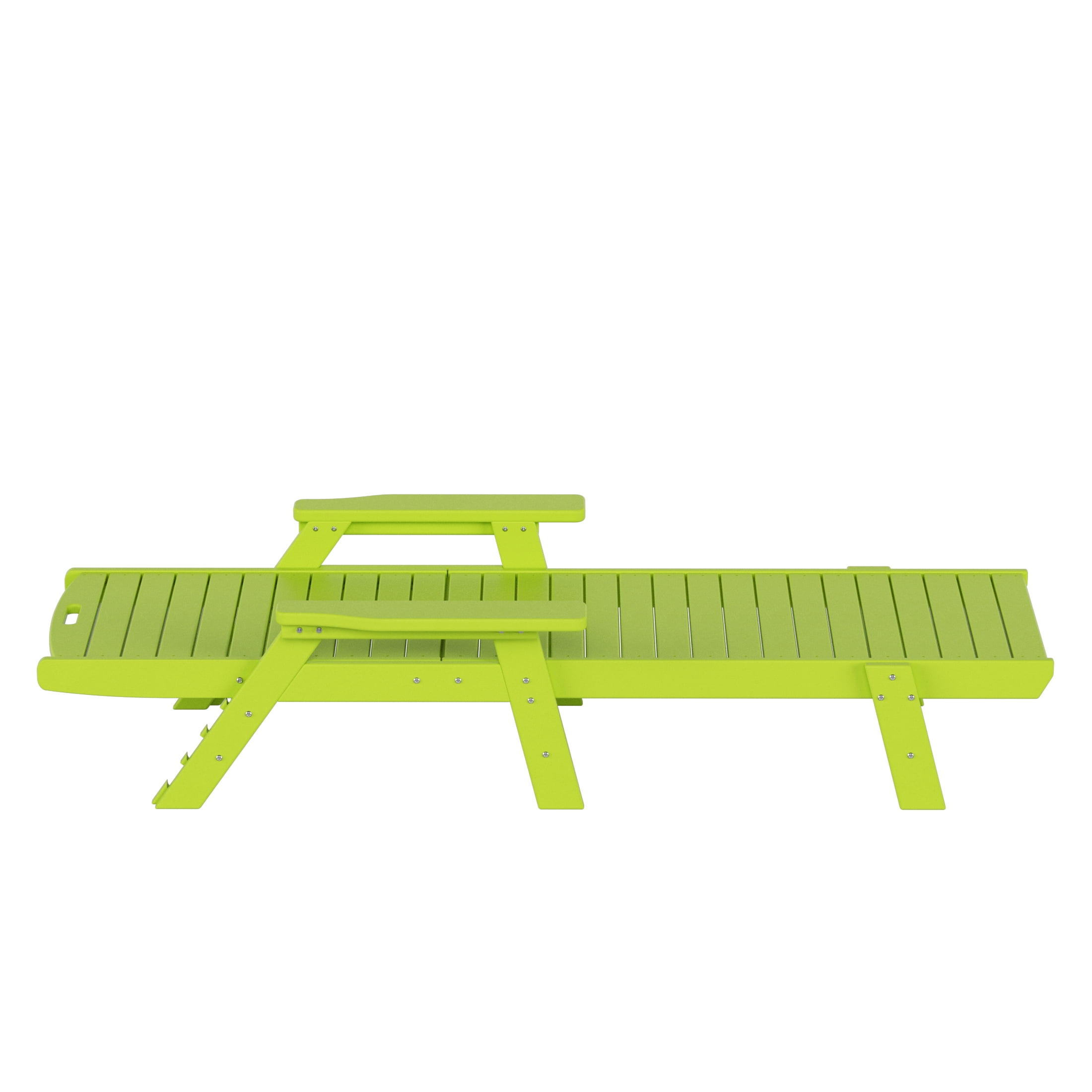 GARDEN 3-Piece Set Plastic Outdoor Chaise Lounges with Round Side Table Included, Lime