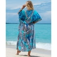 thumbnail image 2 of Sunforyou Kafan Dresses for Women Moo Moos Bathing suit Cover up Blue Strip Plus size Caftans Loungewear, 2 of 6