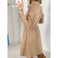 thumbnail image 6 of Women'S Long Sleeve Single Row Button Corduroy Shirt Dress Midi Maxi Casual Shift Dress Khaki L, 6 of 7