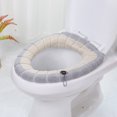 thumbnail image 3 of Asiento de inodoro portátil universal - Cojín de asiento de inodoro suave de 5 piezas para baño, grueso, estirable, lavable, fácil de instalar y limpiar, crema, rosa, verde, azul JAMW Sencillez, 3 of 5