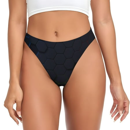 Adobk Modern Hexagonal Neon Grid Print Seamless Women Underwear Thongs No Show Ladies Thong No Line Breathable Comfortable Panties Undies for Women-X-Small