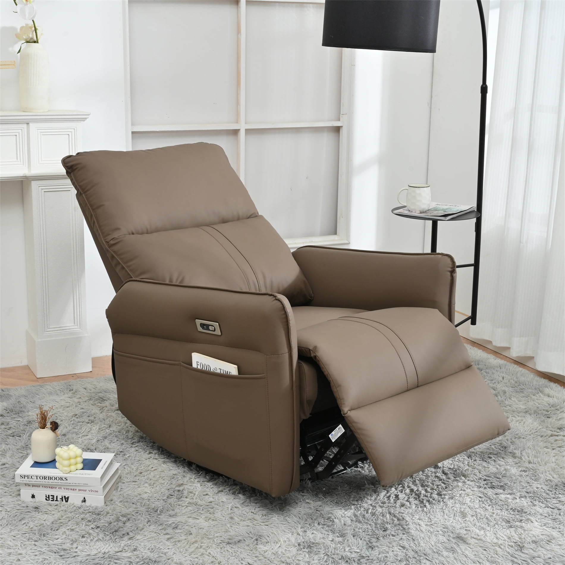Euroco Ergonomic Lounge Rocker Recliner Chair with Thick Cushion Dark Gray