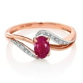 thumbnail image 2 of Gem Stone King 10K Rose Gold Red Ruby and Diamond Women's Engagement Bypass Ring (0.64 cttw, Size 9), 2 of 5