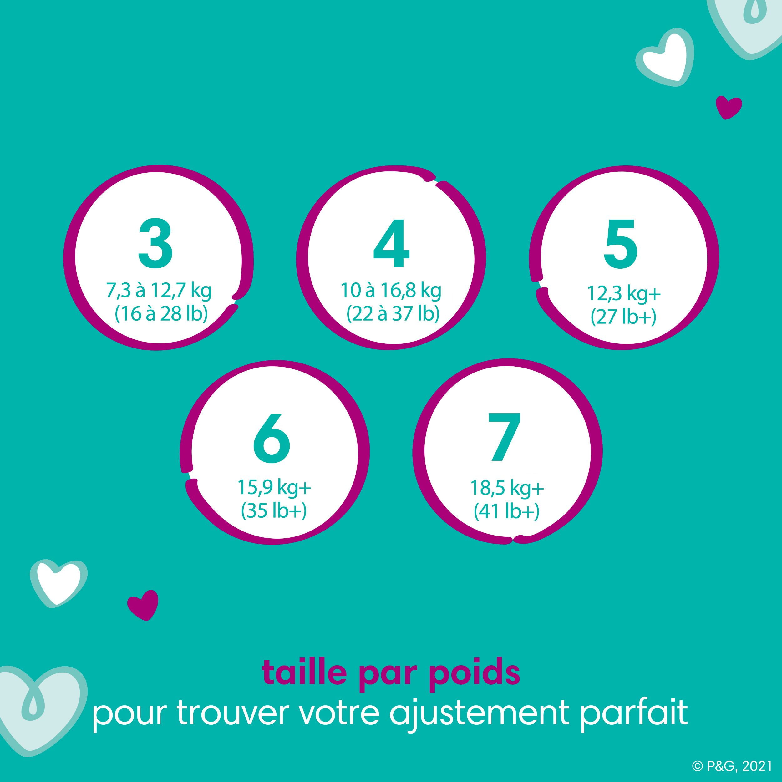 Couches Pampers Cruisers 360°, ajustement jusqu’à 100 % sans fuites, conçues pour les bébés actifs, couche à enfiler, rabats rapides conçus pour faciliter les changements, taille 4 64 Unité