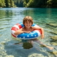 thumbnail image 6 of Inflatable USA Flag Pool Floats, 23.6 Inch Thickened Anti-Rollover Red White Blue Swim Rings, Patriotic Floaties for Pool, Lake, Beach & Summer Party, 6 of 7