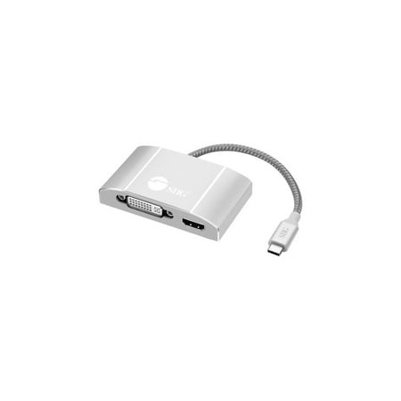 UPC: 0662774041322 | USB-C TO 3-IN-1 MULTIPORT VIDEO ADAPTER WITH PD CHARGING – DVI/HDMI/VGA