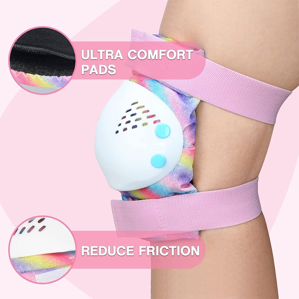 Rainbow Unicorn Knee Pads for Kids Knee Elbow Pads Wrist Guards with Drawstring Bag Adjustable Protective Gear Set for Girls Boys Roller Skating Bike Cycling Skateboard Scooter Shiny Medium