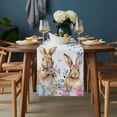 thumbnail image 2 of Bunny Easter Table Runner - 108 Inch Long, Kitchen Dining Table Runner Dresser Scarves, Spring Floral Eggs Eucalyptus Leaves Weeping Farmhouse Decor for Coffee Tables Wedding Party Banquet, 2 of 8