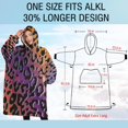 thumbnail image 4 of Oversized Wearable Blanket Hoodie,Purple and Orange Of Leopard Print Sherpa Blanket Hoodie with Super Pockets,Super Warm Fuzzy Pullover for Women & Men, 4 of 6