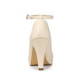 thumbnail image 2 of BLISSFUL STEP Escarpins à Talons Aiguilles Hauts pour Femmes à Bout Rond avec Bride à la Cheville -PU Beige-PU 8.5, 2 of 7