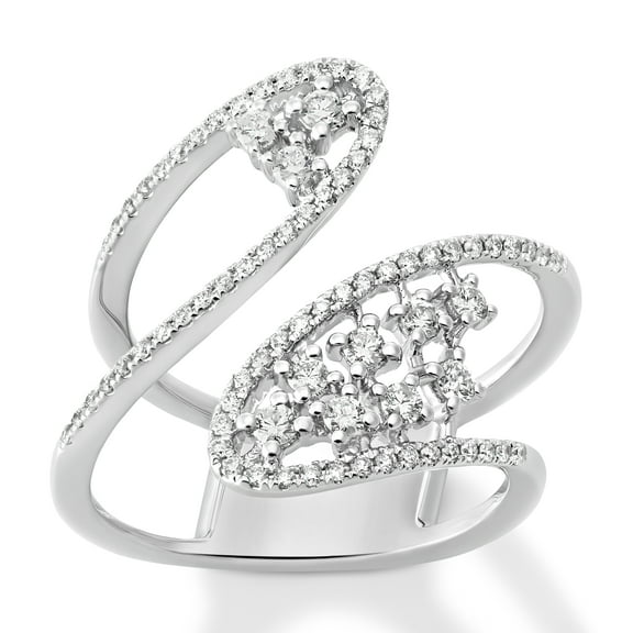 ARAIYA FINE JEWELRY Sterling Silver Diamond Bypass Band Ring (1/2 cttw, I-J Color, I2-I3 Clarity), Size 7