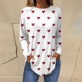 thumbnail image 2 of Resicozy Valentines Shirts for Women Long Sleeve Shirts Trendy 2026 Cute Love Heart Print Crewneck Tops Plus Size Casual Blouses White S, 2 of 5