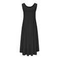 thumbnail image 4 of Summer Dresses for Women 2025, Women's Summer Solid Color Sleeveless Round Neck Irregular Hem Dress Skirt(Black,S), 4 of 9