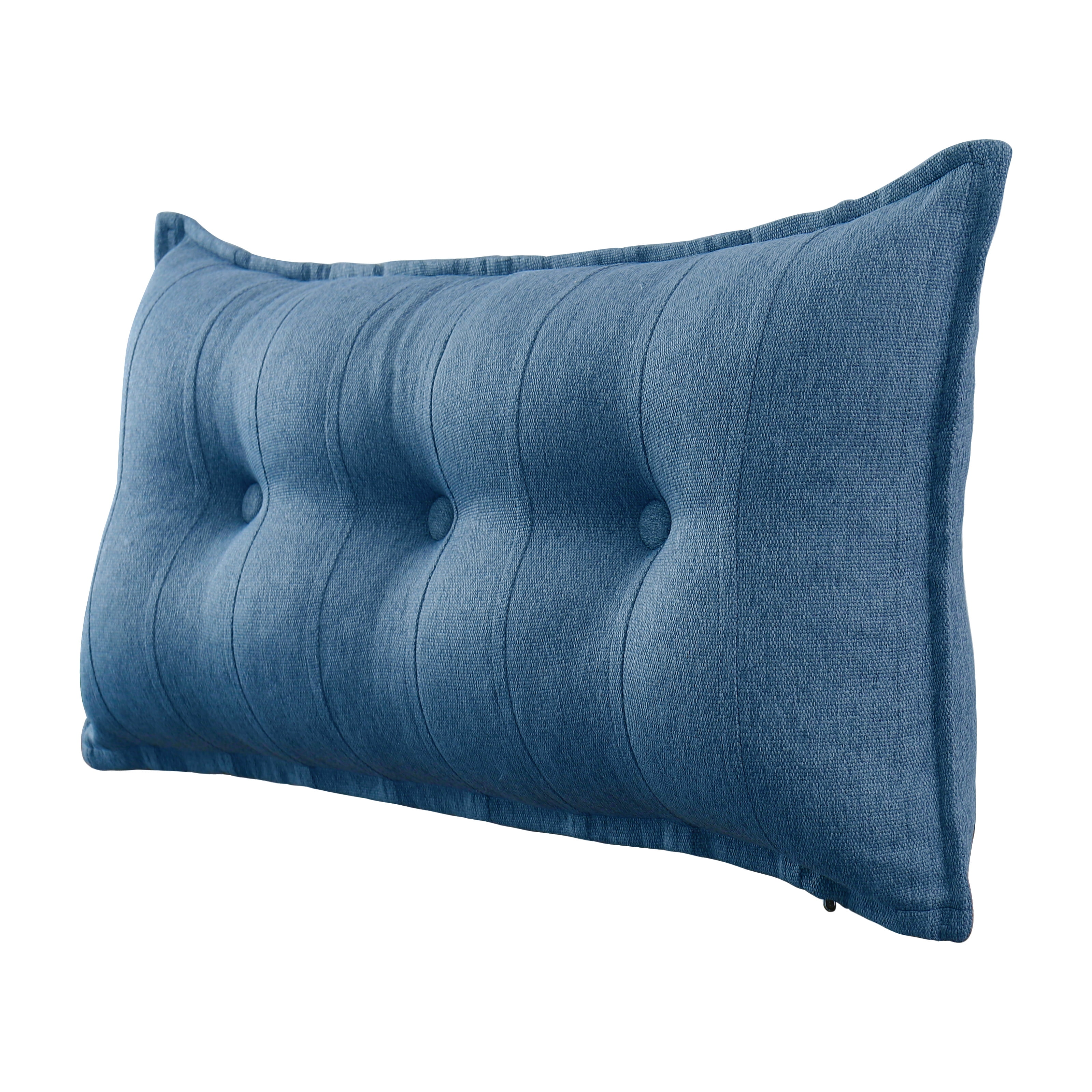 Rounuo Bed Wedge Pillow for Headboard, Full Triangular Reading Pillow Linen  Large Bolster Backrest Support Upholstered Lumbar Cushion Green 54x20