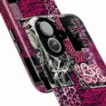thumbnail image 2 of Y2K Punk Patchwork Phone Case, Pink Leopard and Skull Cross Design iPhone Cover, Edgy Glam Protective Case for iPhone 16 15 14 13 12 11 Pro Plus Max Mini, 2 of 6