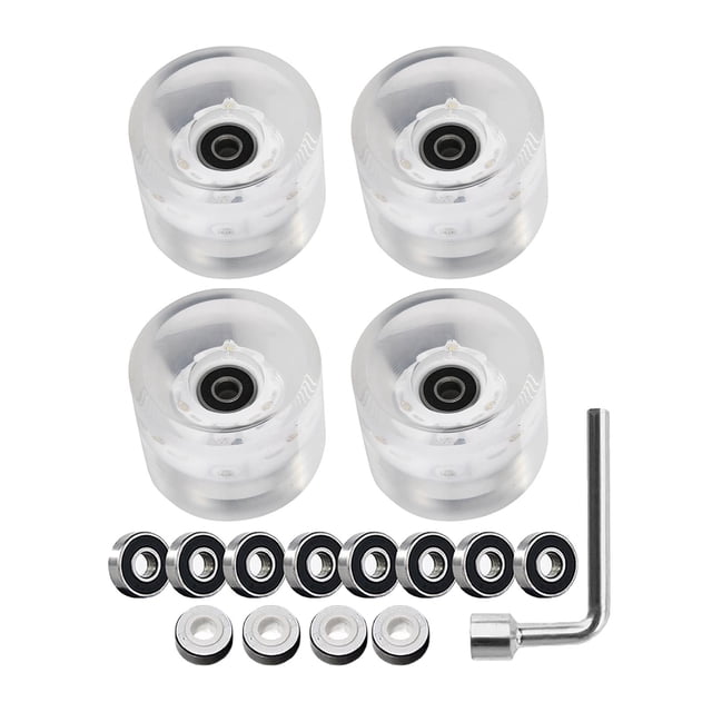 jinwen Lot de 4 Roues de Patins à Roulettes 58x32mm Roulements Installés Lumineux pour Intérieur Rose Bleu Vert