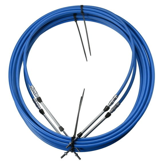 2pcs 24ft 276 Inch Marine Type 3300 / 33C Throttle Shift Remote Control Box Cable for Yamaha Outboard Engine Boat Blue