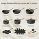 thumbnail image 2 of Juego De 17 Ollas Y Sartenes, Sartén antiadherente de mármol incluye cuchara y espátula, Juego de cocina para autocaravana sartén y Incluye sartén y olla para sopa, Uso En Cocina De Inducción(Negro), 2 of 7
