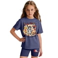 thumbnail image 2 of CCRFTGI 4th of July Girls' Clothing Sets Summer Outfits Size 7 2 Piece Outfits Patriotic Cute Clothing Sets Freedom 250th anniversary T Shirt and Elastic Waist Shorts Athletic Navy 5-6 Years, 2 of 5