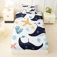 thumbnail image 3 of Feelyou Cute Cartoon Fish Starfish Shell Twin Sheet Sets for Boys Girls, Kawaii Ocean Marine Wildlife Bedding, 3pcs, 3 of 5