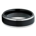 thumbnail image 2 of Black Tungsten Ring,6mm Wedding Ring,Tungsten Carbide Ring,Engagement Ring,Silver Edges,Unique Tungsten Ring,Brush, 2 of 4