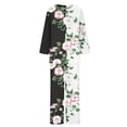 thumbnail image 5 of Puntoco Traje De Pantalón Y top De Cuello Redondo De Manga Larga Con Estampado Informal De Verano Para Mujer Negro L, 5 of 5
